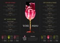 Wine menu design with alcohol ink texture. Marble texture background Royalty Free Stock Photo