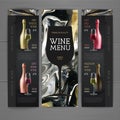 Wine menu design with alcohol ink texture. Marble texture background Royalty Free Stock Photo