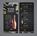 Wine menu design with alcohol ink texture. Marble texture background Royalty Free Stock Photo