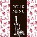 Wine menu. Retro card or flyer. Restaurant theme. Vector illustration. Royalty Free Stock Photo