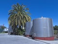 Wine metallic fermentation tanks. Maule valley, Chile Royalty Free Stock Photo
