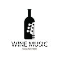 wine music logo design vector in flat style Royalty Free Stock Photo