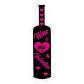 Wine is my Valentine- Wine bottle typography design with pink hearts.