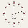 wine o\'clock vector design funny print simply funny