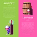 Wine Party and Sommelier Vector Illustration Icons