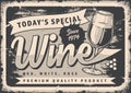 Wine party vintage poster monochrome