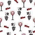 Wine pattern. Alcohol seamless background with wineglasses