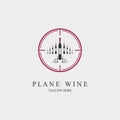 wine plane circle logo design template for brand or company and other