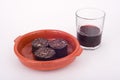 Wine and pork blood pudding Royalty Free Stock Photo