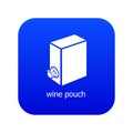Wine pouch icon blue vector