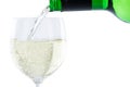 Wine pouring glass bottle white pour isolated Royalty Free Stock Photo