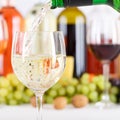 Wine pouring glass bottle white pour square Royalty Free Stock Photo
