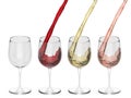 Wine Pouring Into Glass - Set