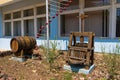 Wine press. Background with selective focus and copy space Royalty Free Stock Photo