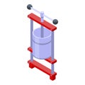 Wine press icon, isometric style