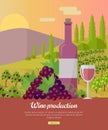 Wine Production Banner. Poster for Rose Vine. Royalty Free Stock Photo
