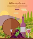 Wine Production Banner. Poster for Rose Vine.