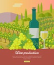 Wine Production Banner. Poster for White Vine. Royalty Free Stock Photo