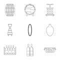 Wine production icon set, outline style