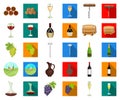 Wine products cartoon,flat icons in set collection for design. Equipment and production of wine vector symbol stock web Royalty Free Stock Photo