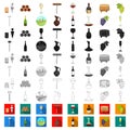 Wine products cartoon icons in set collection for design. Equipment and production of wine vector symbol stock web