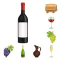 Wine products cartoon icons in set collection for design. Equipment and production of wine vector symbol stock web