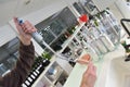 Wine quality control testing in laboratory Royalty Free Stock Photo