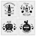 Wine Quotes Typographic Monochrome Emblems