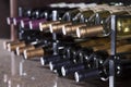 Wine rack in restaurant Royalty Free Stock Photo