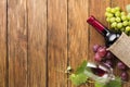 wine with red green grapes frame. High quality photo Royalty Free Stock Photo