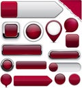 Wine red high-detailed modern buttons. Royalty Free Stock Photo