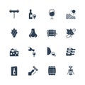 Wine related icons in glyph style