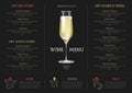 Wine restaurant menu design with realistic wine glass. Chalk background Royalty Free Stock Photo