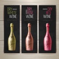 Wine restaurant menu design. Set of wine or champagne bottles Royalty Free Stock Photo