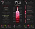 Wine restaurant menu design with watercolor texture. Chalk board background