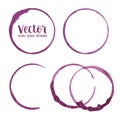 Wine stains rings traces from wine glasses vector illustrations