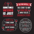 Wine Saying Quote Set, 100 vector, best for print Royalty Free Stock Photo