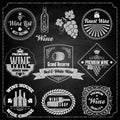 wine set elements chalkboard Royalty Free Stock Photo