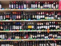 Wine shelves in supermarket in Poland Royalty Free Stock Photo