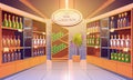 Wine shop, cellar interior with alcohol beverages