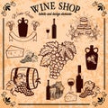 Wine shop labels and design elements