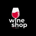 Wine Shop Logo With Wine Glass On Dark Back