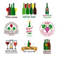 Wine shop logos set