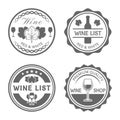 Wine shop vector monochrome vintage round labels Royalty Free Stock Photo