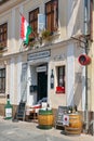 Wine shops downtown medieval city Eger, Hungary