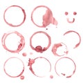 Wine stain circles in red tones with realistic gradient shading