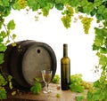 Wine still life vine border Royalty Free Stock Photo