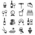 Wine storage, tasting, drinking set of thin line icons isolated on white. Alcoholic beverages pictograms. Royalty Free Stock Photo