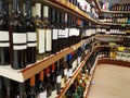 Wine store drinks bottles on shelf