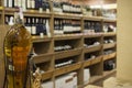 Wine store interior - bottle rack Royalty Free Stock Photo